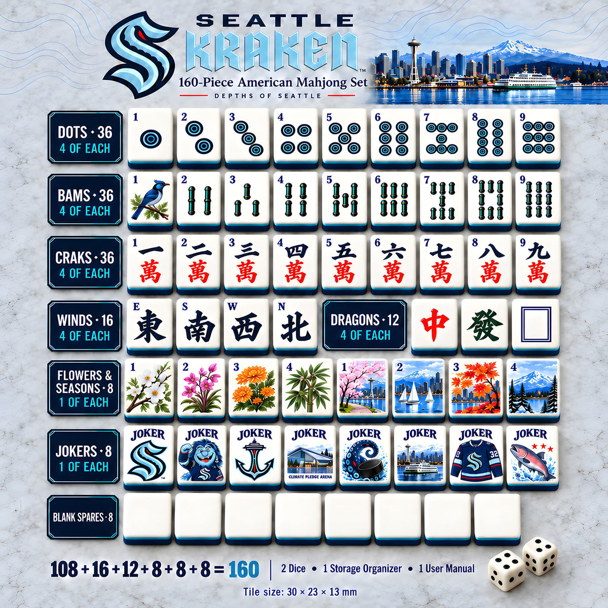 Premium SKK Mahjong Tiles Set PVNA