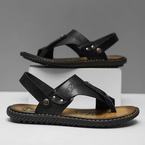 Italian Breathable Soft Bottom Flip Flops 2025 New Men Summer Outdoor Antiskid Beach Sandals Casual Leather Plus Big Size 47