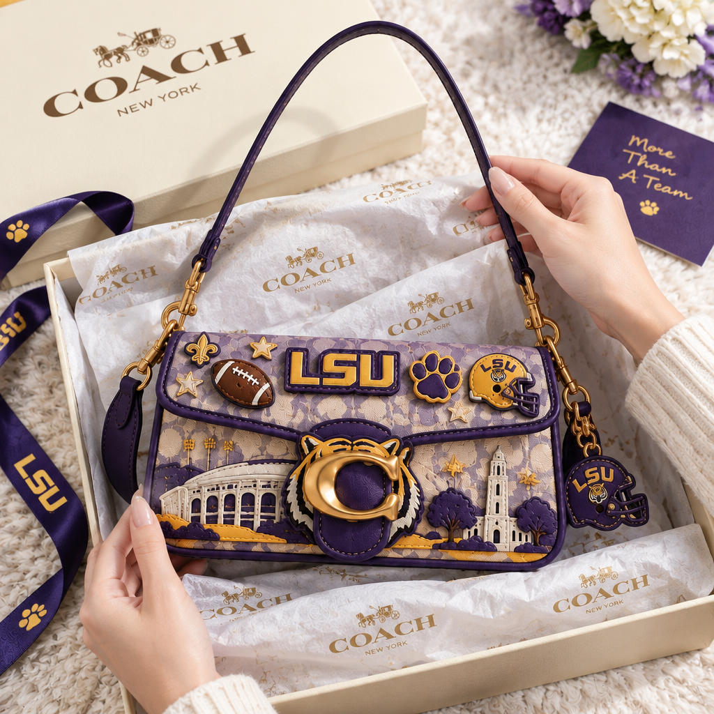 LSU Tigers Coach Shoulder Cross With Charm